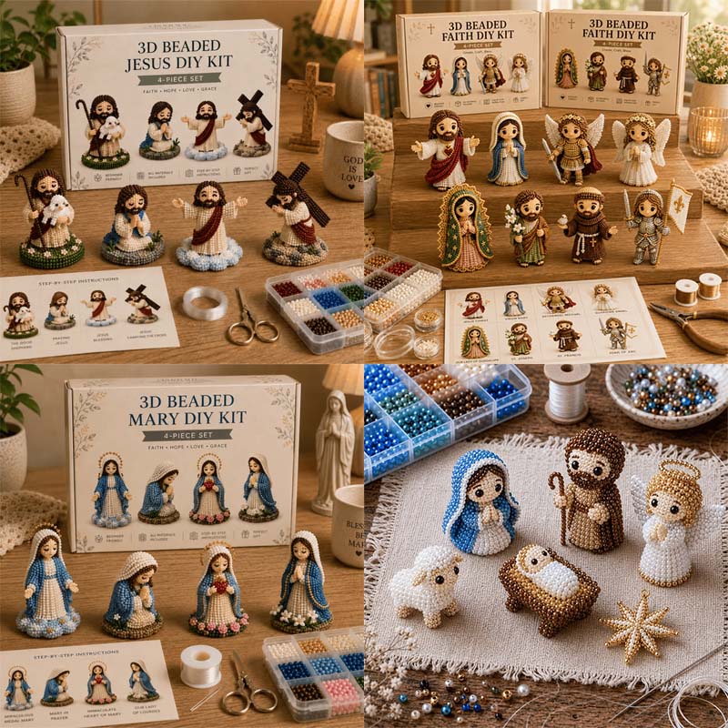 🔥 DIY Christian 3D Beaded Figurines Kit | Handmade Faith Craft for Prayer & Decoration