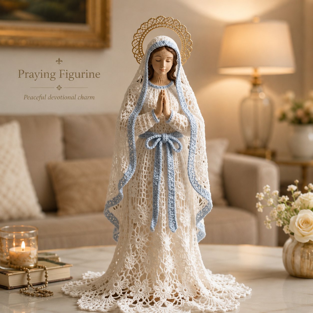 🔥Last Day 49% OFF - ✝️🧵Crochet‑Lace Style Virgin Mary Knitted Figurine
