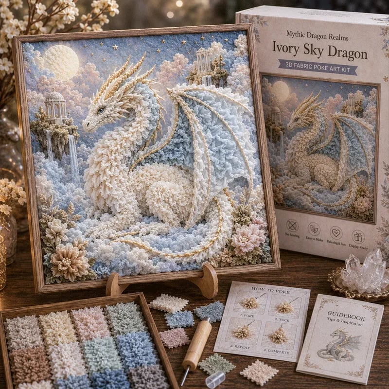 🔥🎁🐉 Mythic Dragon Realms 3D Fabric Poke Art Kit
