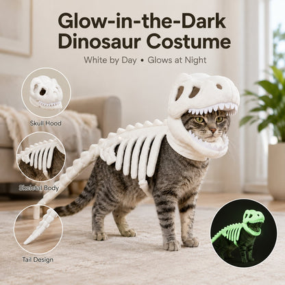 🦖 Halloween Season Sale 50% OFF– Glow-in-the-Dark Dinosaur Skeleton Pet Costume