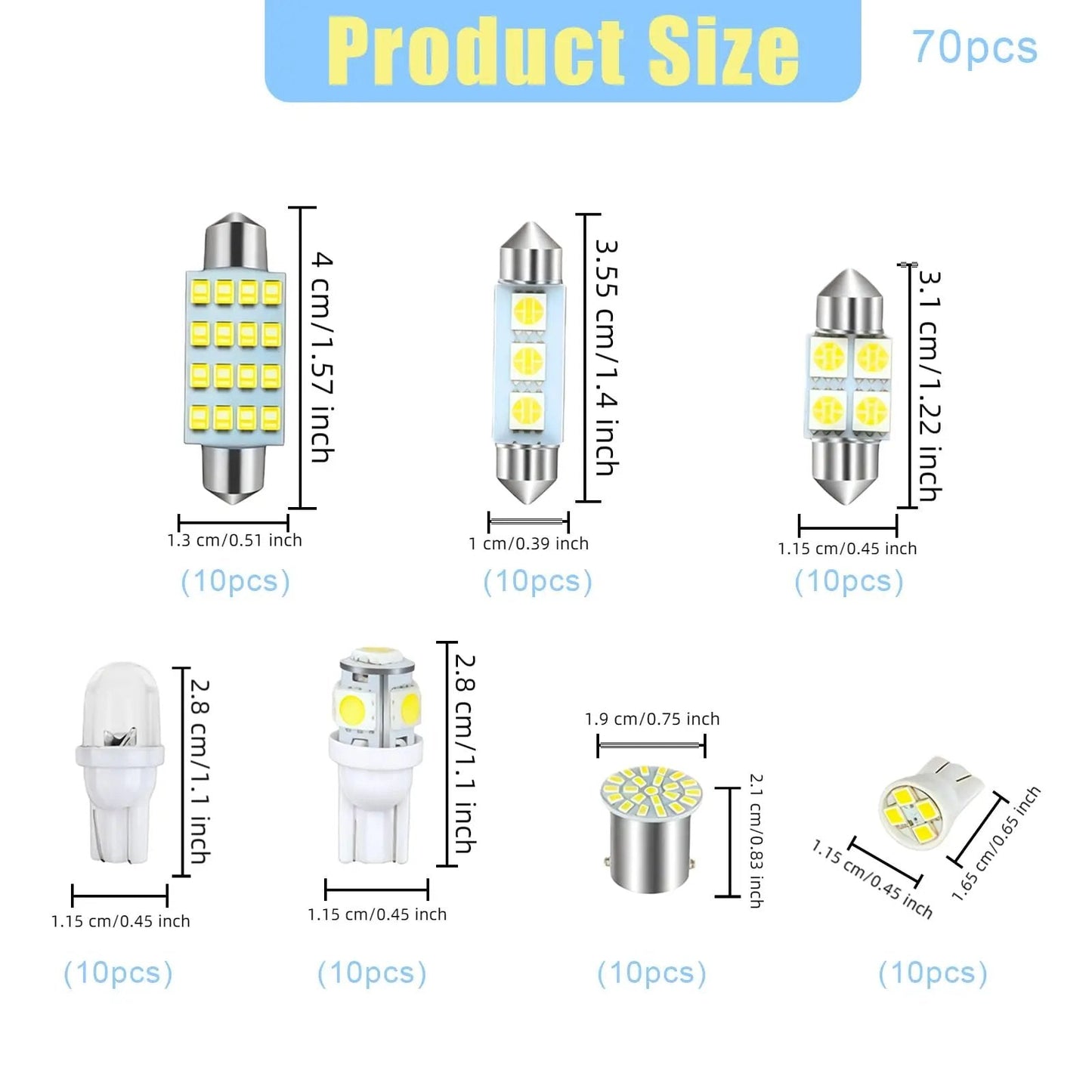Super Bright White Interior Car Lights Kit Set