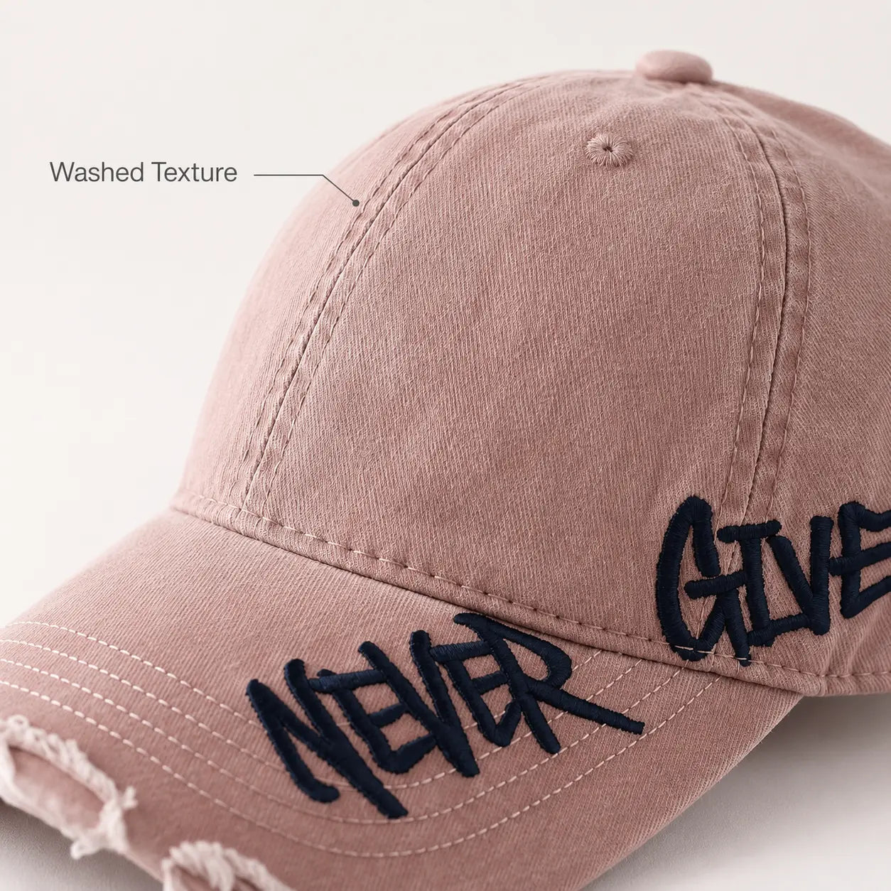 Unisex "Never Give Up" Embroidered Baseball Cap – Adjustable Curved Brim Sun Hat