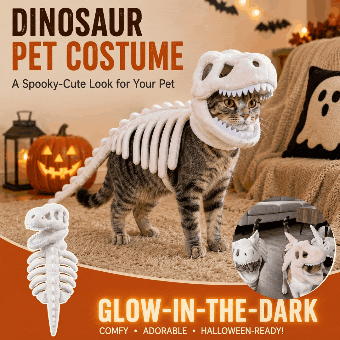 🦖 Halloween Season Sale 50% OFF– Glow-in-the-Dark Dinosaur Skeleton Pet Costume