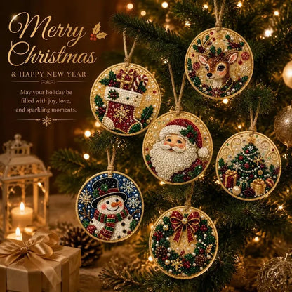 ⏳ Last Day 49% OFF – 🎄Beginner-Friendly Christmas Pearl & Gem Diamond Painting DIY Kit | 6 Festive Ornament Designs with Sparkling Pearls, Faceted Gems & 3D Layered Detail 💕