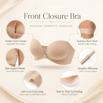 Women's Strapless Front Closure Push-Up Bra
