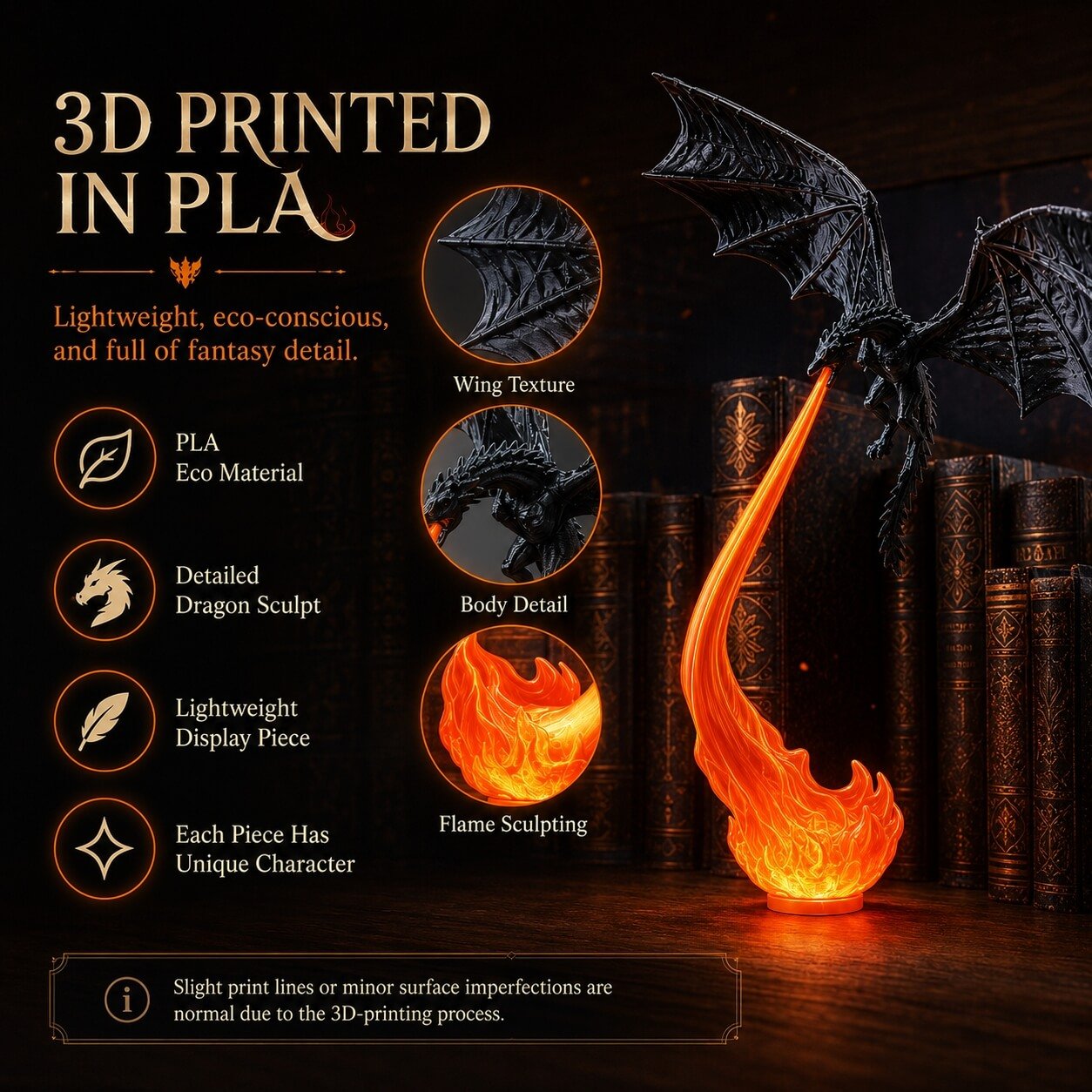 UseFuljoy -🐉 Dragon Flame Book Nook🔥Bookshelf decor gift