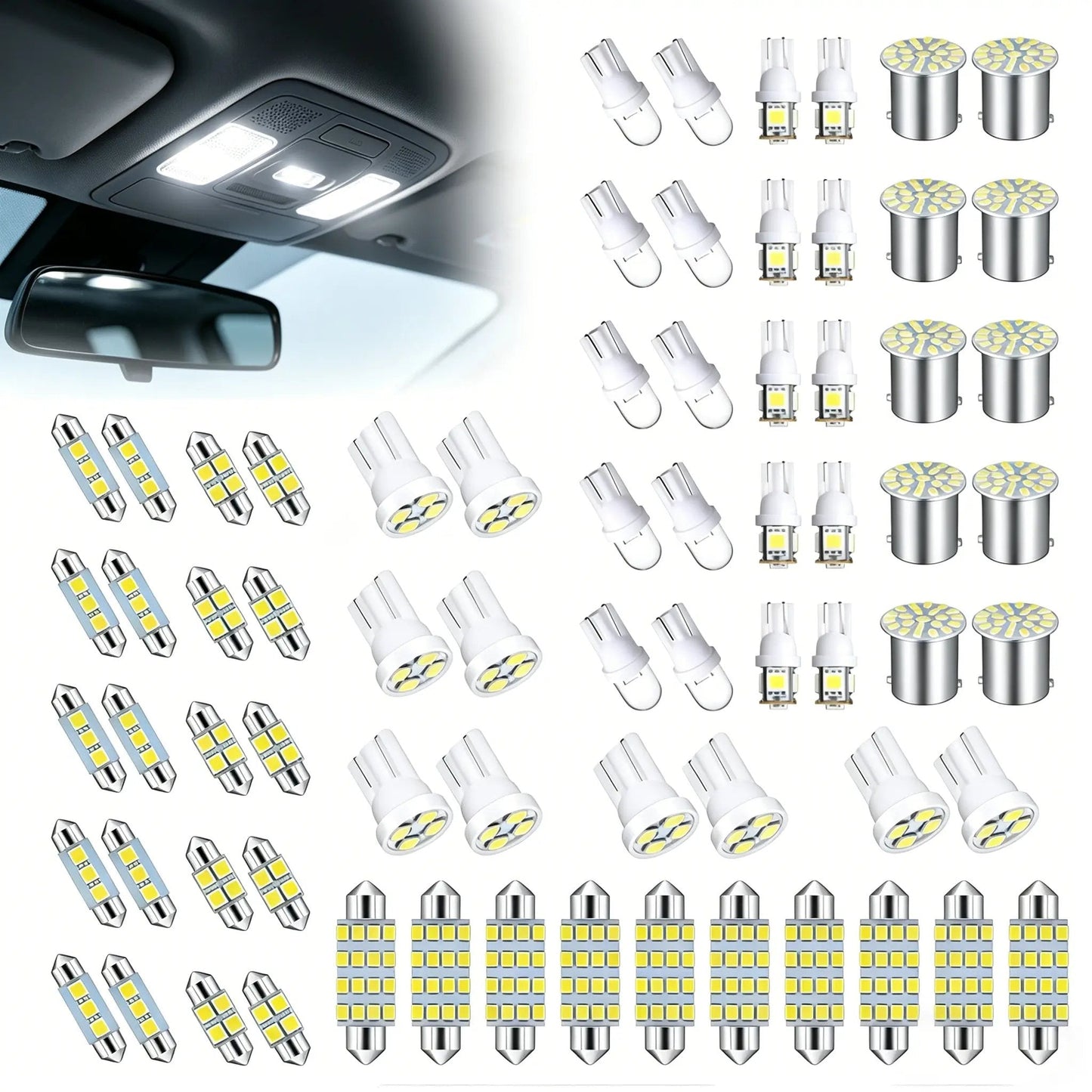 Super Bright White Interior Car Lights Kit Set