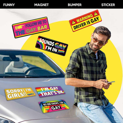 🚗12PCS Funny LGBT Rainbow Pride Prank Stickers