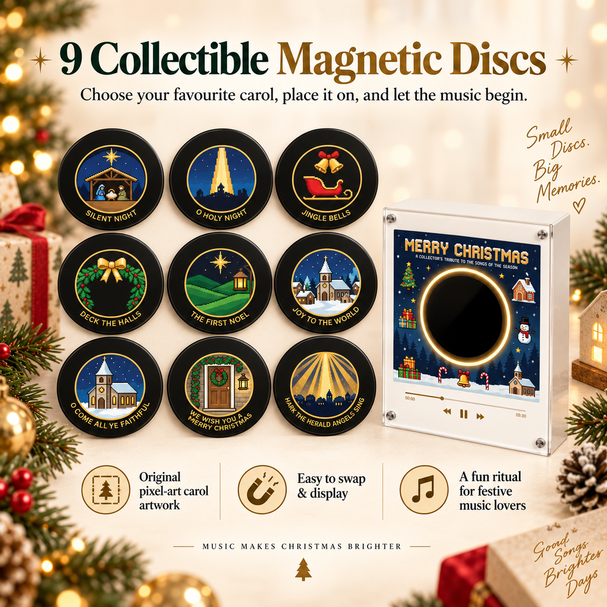 💥Christmas Tunes Player with 9 Magnetic Discs