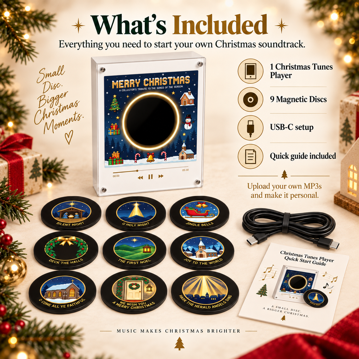 💥Christmas Tunes Player with 9 Magnetic Discs