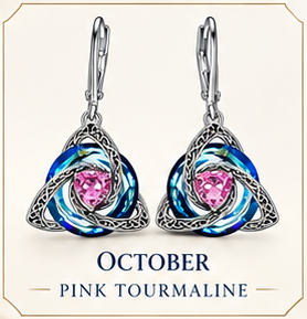 🛡️Celtic Knot Birthstone Drop Earrings – 12 Birth-Month Colours, One Meaningful Gift✨