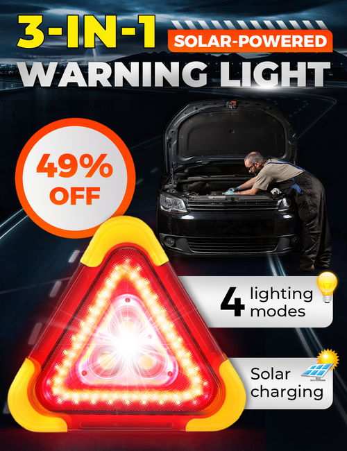 ⏰ LIMITED TIME 50% OFF! 🔥 2-IN-1 Solar Emergency Triangle Warning Light at the Roadside