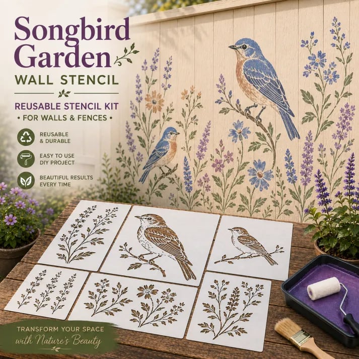 🔥LAST DAY 50% OFF - 🌿 Garden Wall Stencil™ – Reusable DIY Kit for Walls, Fences & Patios
