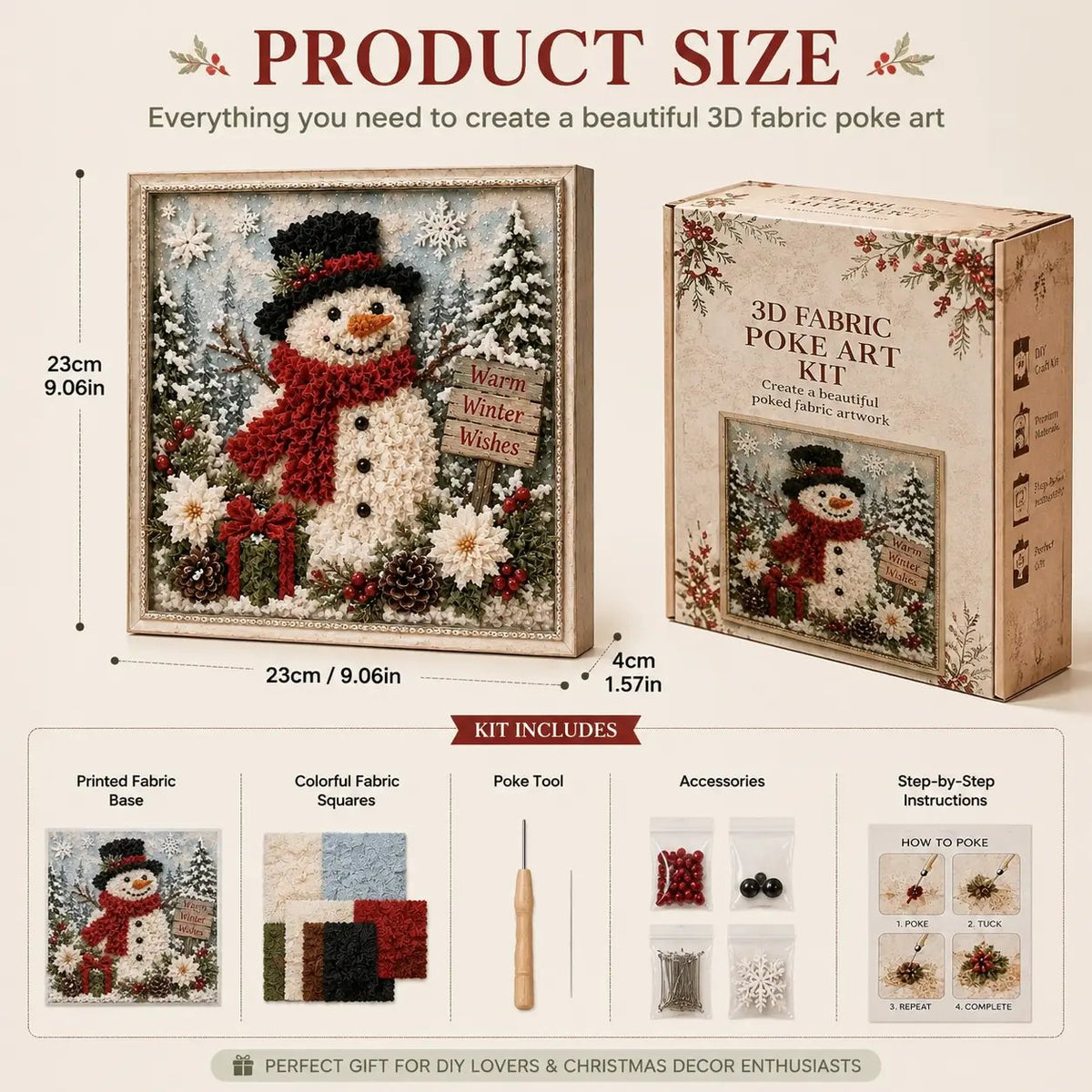 🔥HOT SALE 49% OFF 💥🎄 3D Christmas Fabric Poke Art DIY Craft Kit