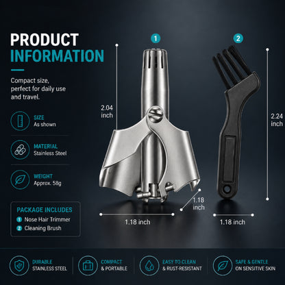 DAILYARD™ Manual Nose Hair Trimmer – Stainless Steel 360° Trimmer, Waterproof & No Battery Required