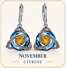 🛡️Celtic Knot Birthstone Drop Earrings – 12 Birth-Month Colours, One Meaningful Gift✨