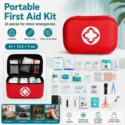 🔥Hot Sale 49% OFF🔥 26-Piece Portable First Aid Kit – for Home, Car, Travel & Camping, Compact 🏥