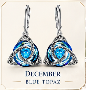 🛡️Celtic Knot Birthstone Drop Earrings – 12 Birth-Month Colours, One Meaningful Gift✨