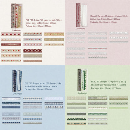✨✂️ Vintage Long-Strip Sticker Pack-Add a soft, timeless touch to your journals & gifts! 📓