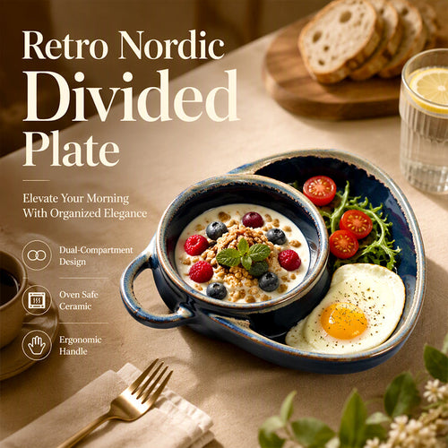 🥄Last Day 49% OFF – Retro Ceramic Divided Baking Dish with Single Handle