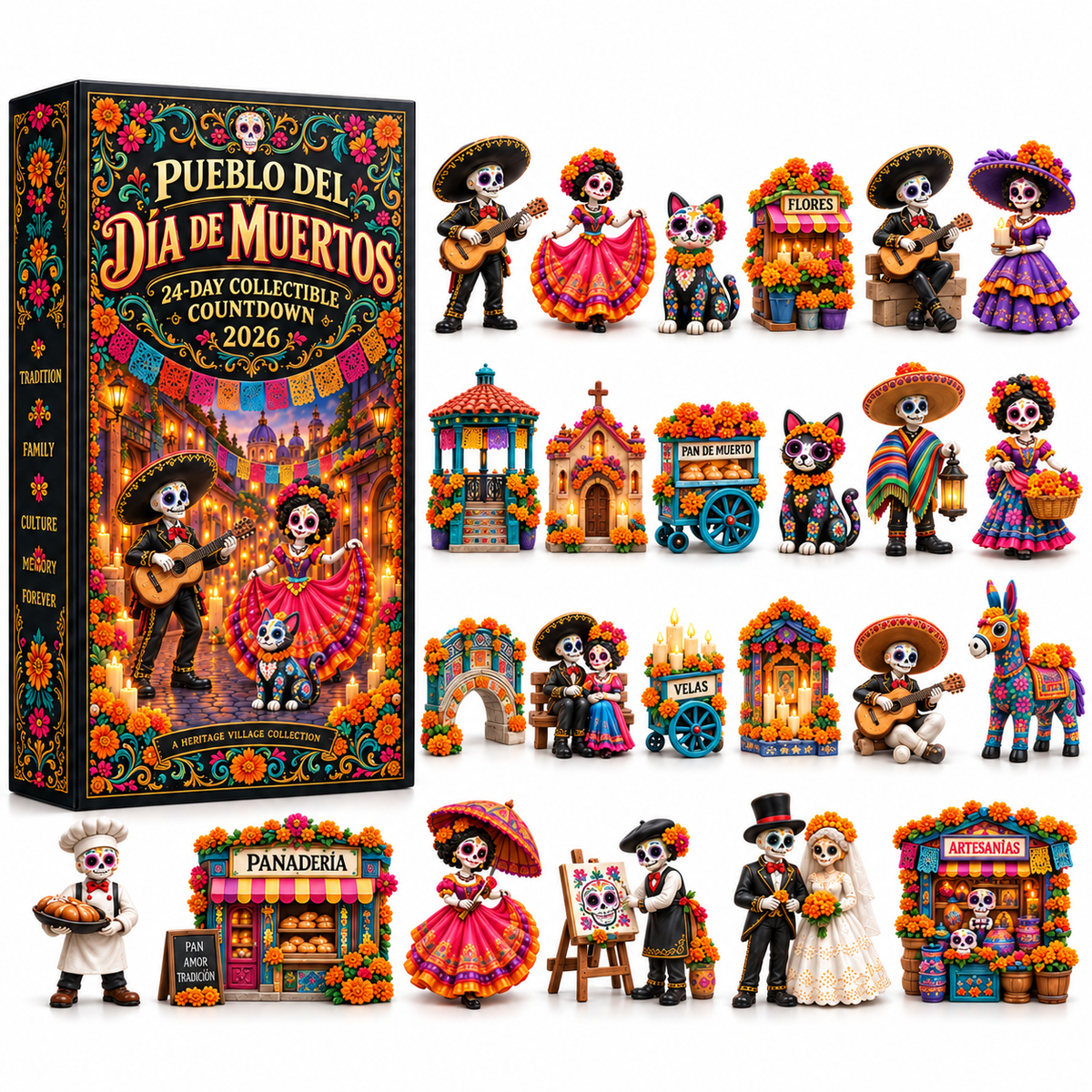 💀🌼 Pueblo del Día de Muertos 2026 – 24-Day Collectible Countdown Calendar 🎉
