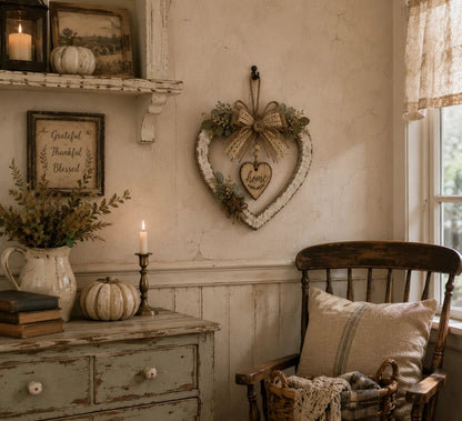🤎Rustic Farmhouse Heart Wall Decor with “Home” Sign