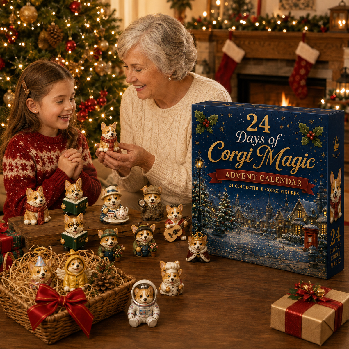🎅2026 British Corgis Blind Box - 24‑Day Festive Countdown, Corgi Figurines Blind Box - Gift For Corgi Lovers