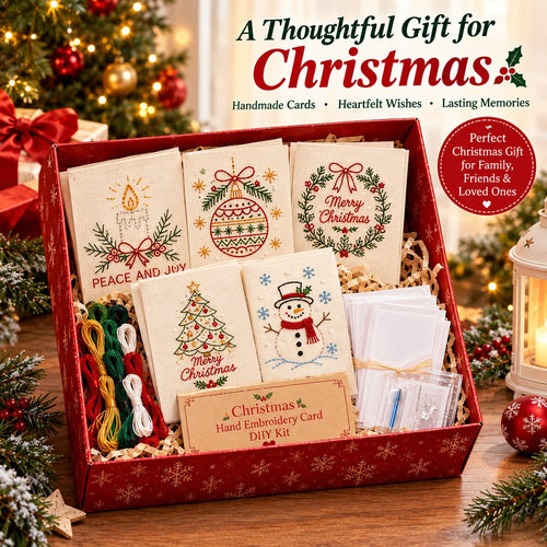 🌲 🪡 Christmas Hand Embroidery Card DIY Kit | Stitch Your Way Into the Christmas Spirit ✨ 🎁
