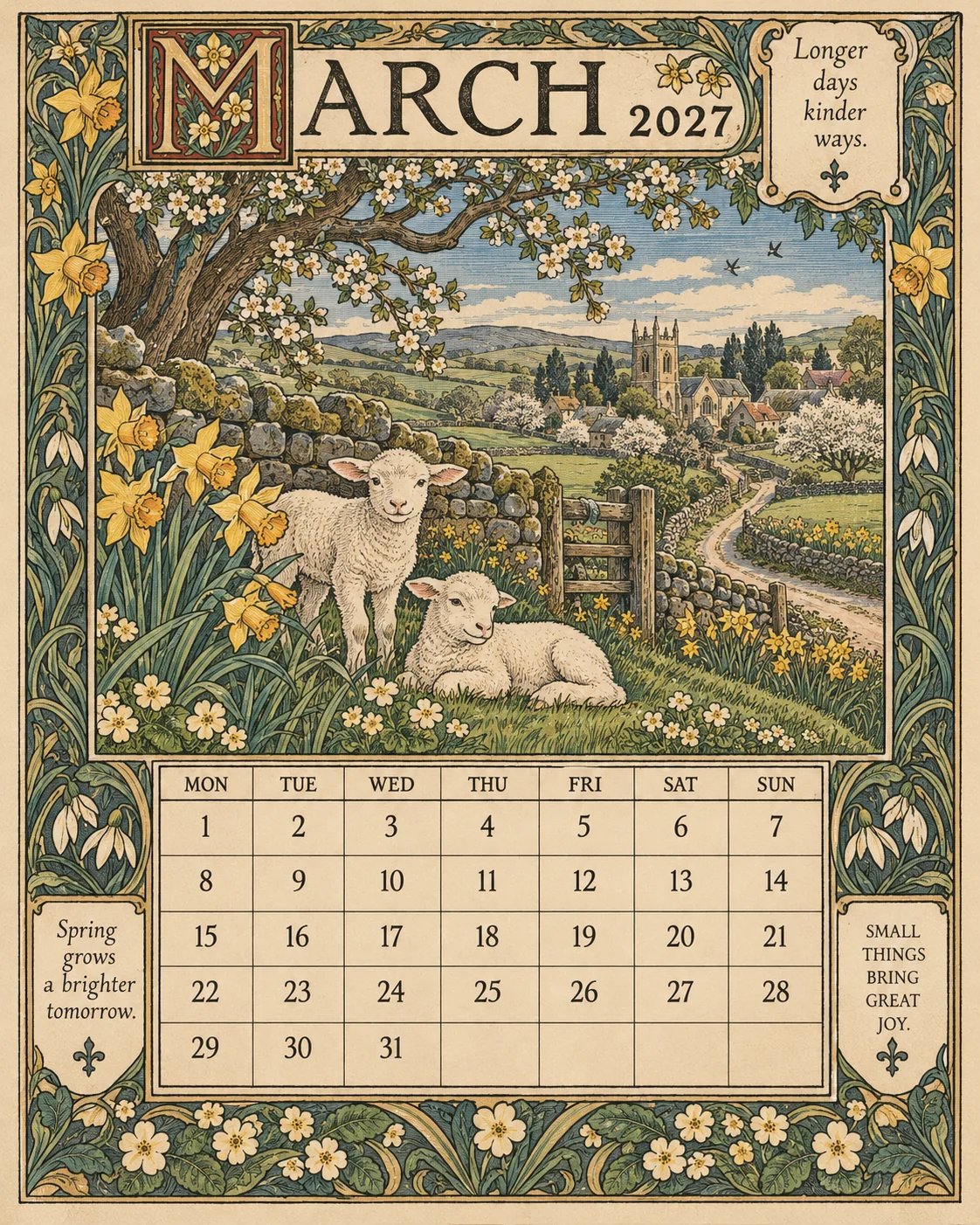 A Year in Britain 2027 – Vintage Storybook Wall Calendar