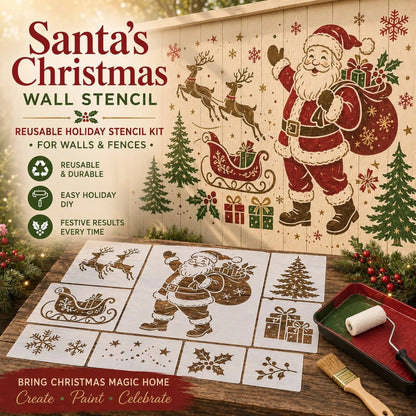 🔥Last Day — 49% OFF! 🎅Christmas Santa Claus Wall Stencil✨