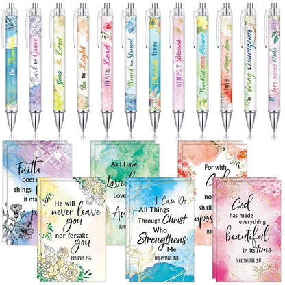 ✝️Christian Gifts Set: Motivational Pens & Bible Verse Notebooks – Inspire Your Faith Journey🌸
