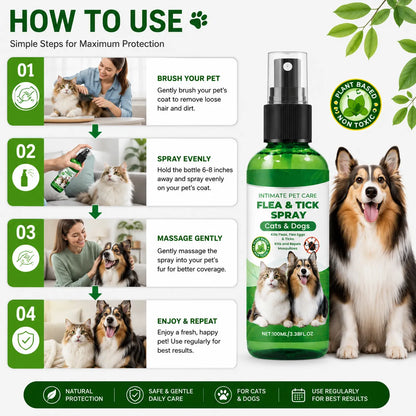 Petwag Flea & Tick Spray for Dogs & Cats – Natural Pet Protection Spray Against Fleas, Ticks & Mosquitoes, Safe Daily Care Formula (100ML)