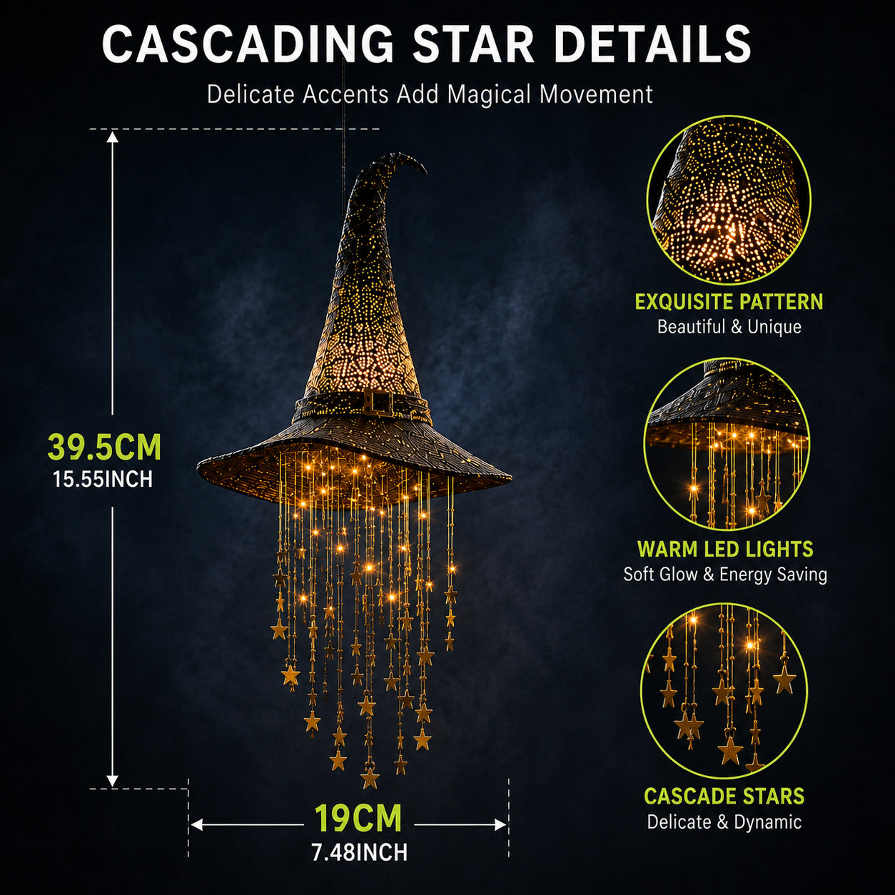 Lighted Witch Hat Hanging Chime