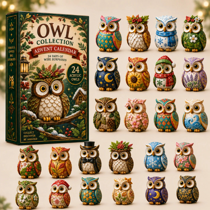 CHRISTMAS KICKOFF 40% OFF - Whimsical Owls Advent Calendar 2026 - 24-Day Festive Countdown, Acrylic Charms Blind Box - Gift For Animal Lovers