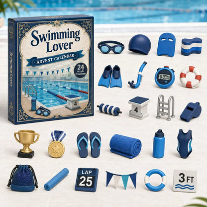 ⏳ Last Day 49% OFF – 🏊 24 Days of Swim-Life Advent Calendar | 24 Swimming-Inspired Acrylic Charms with Hanging Strings & Reusable Keepsake Designs 💦