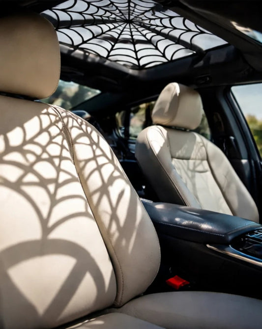 🕸🦇Halloween Sunroof Decal – Gothic Spiderweb & Bats Window Overlay