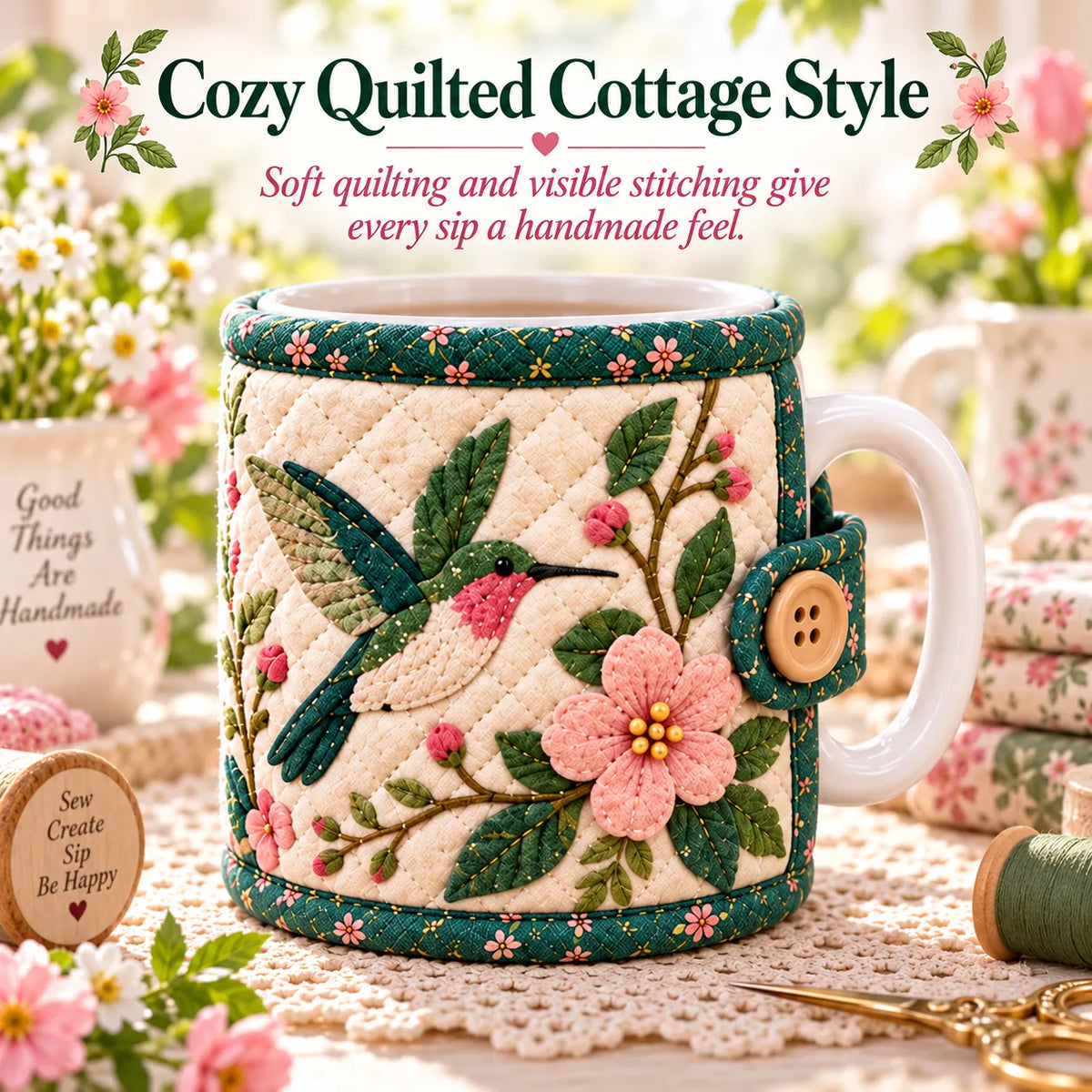 🌸Garden Quilted Mug Cozy DIY Kit