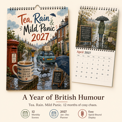Tea, Rain & Mild Panic 2027 Wall Calendar
