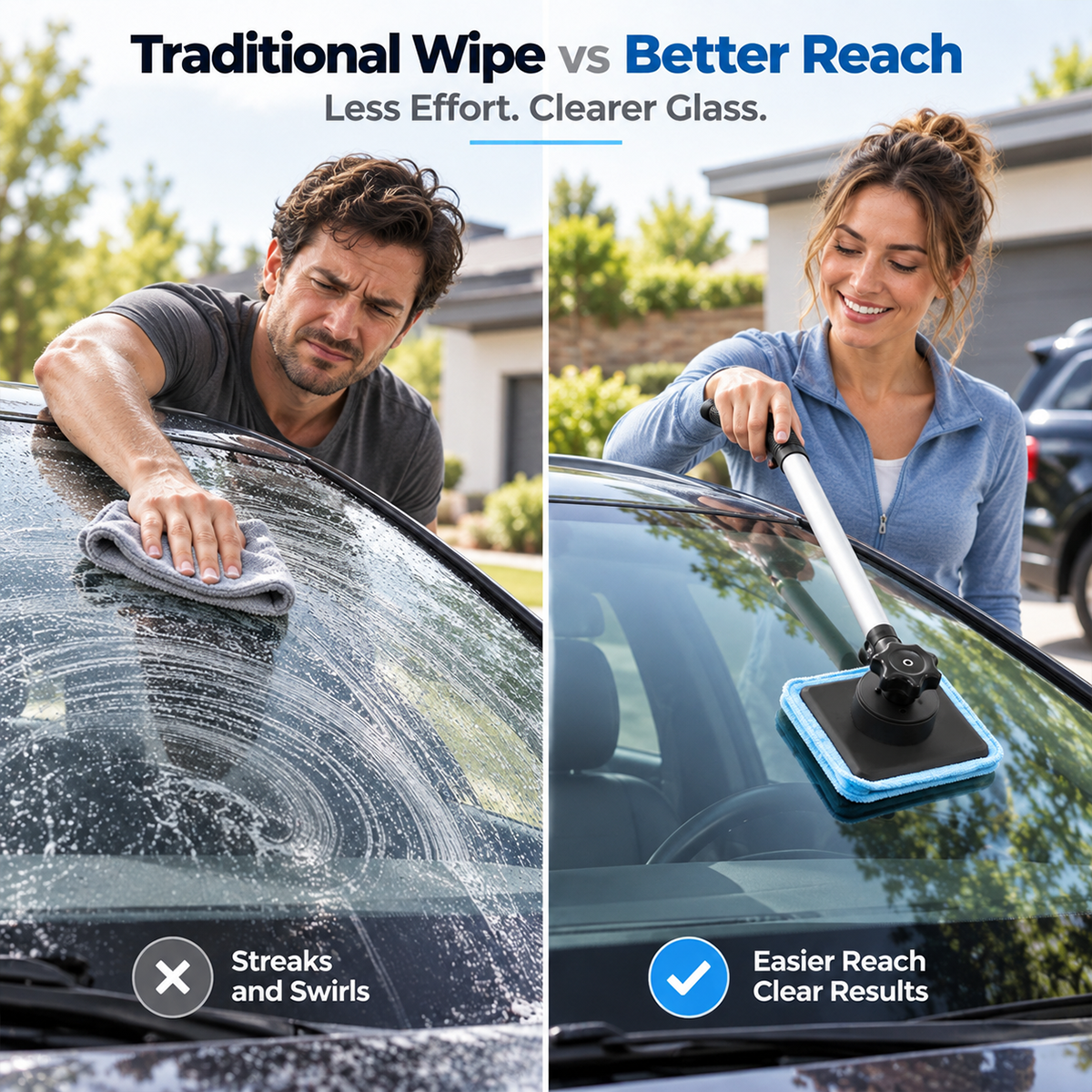 Dailyard™Dual Magnetic Car Windshield Cleaner | Streak-Free Auto Glass Cleaning Kit