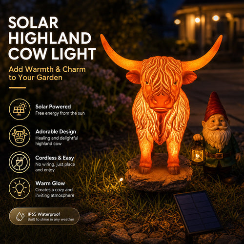 💡🐮Limited-time 49% off  Highland Cattle Solar Garden Ornament Light