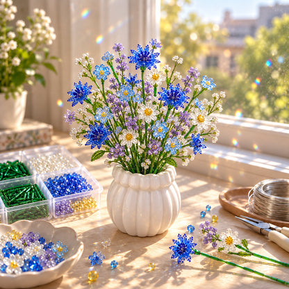 ⏳ Last Day 48% OFF –🌼✨DIY Beaded Wildflower Bouquet Kit – Handmade Crystal Flower Craft Set🌸✨