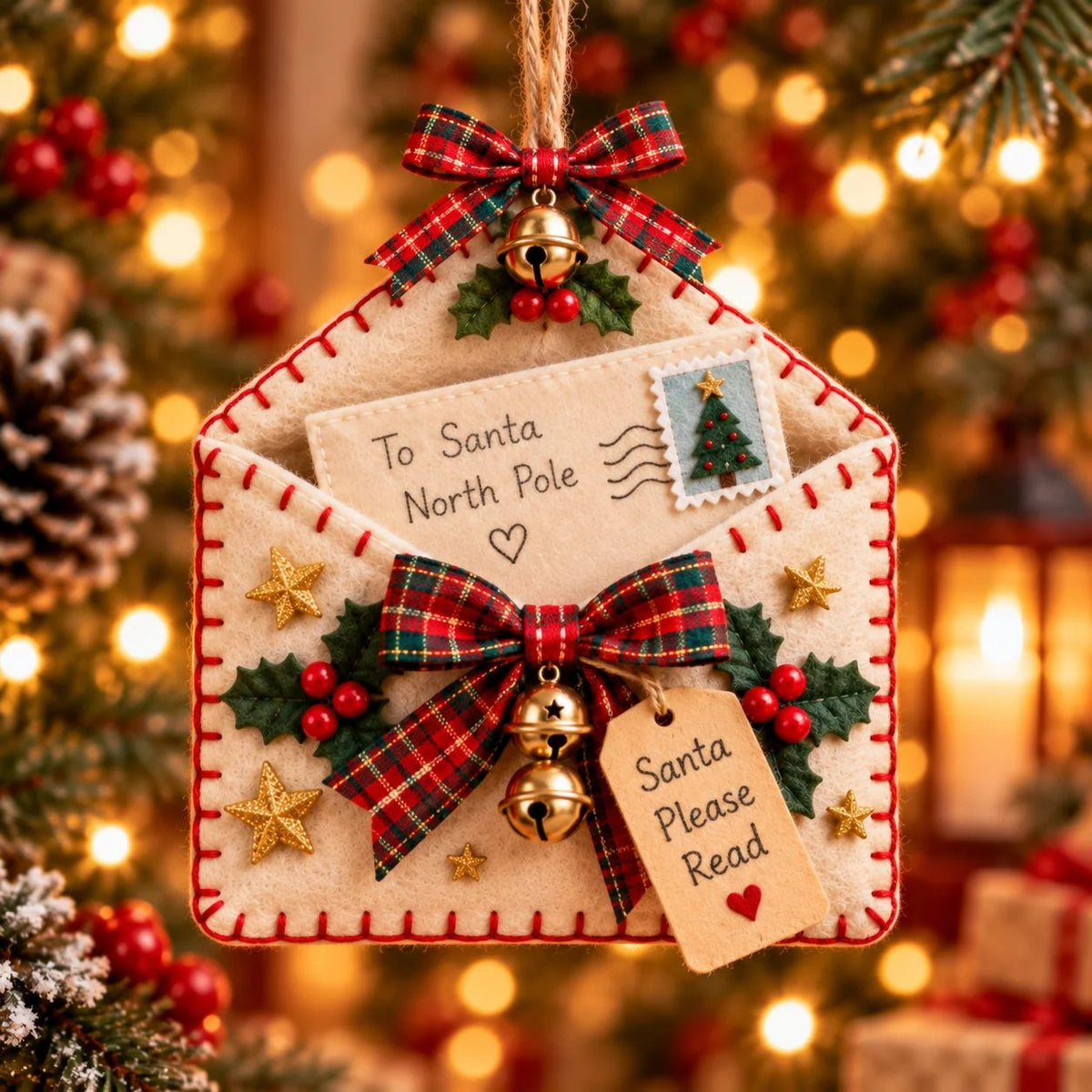 🎄💌Letters to Santa Christmas Envelope Ornaments – Festive Holiday Wish List Decorations