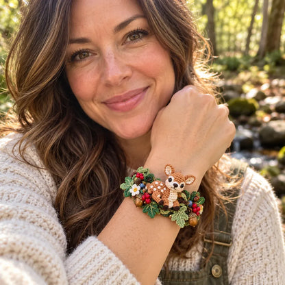 🌿🧶 Woodland Wrist Friends – Handmade 3D Crochet Animal Bracelet Collection