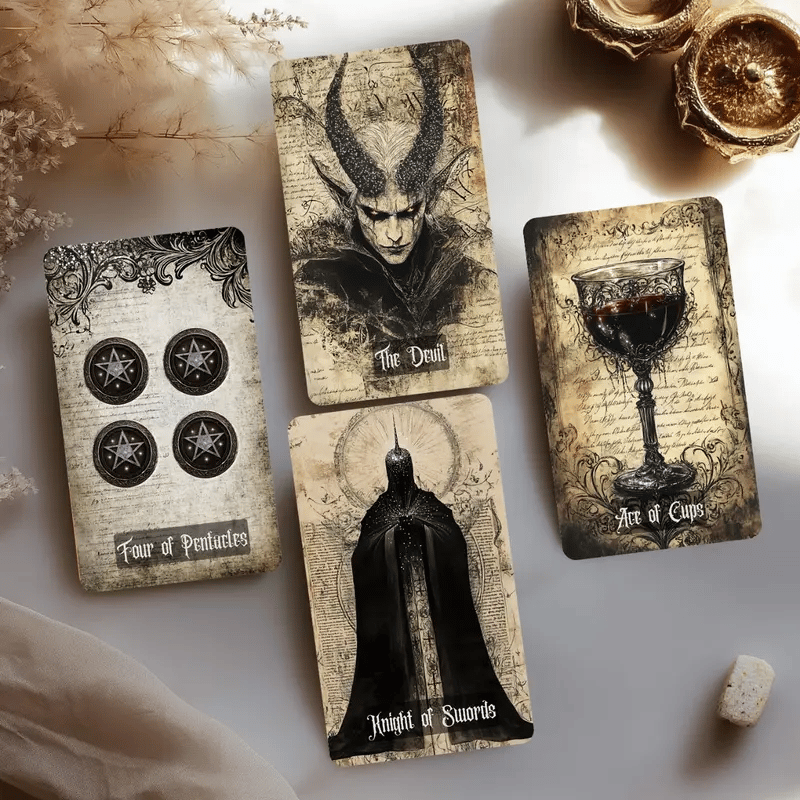 💀🖤Vintage Gothic Tarot Cards Set - 78 Tarot Cards Deck