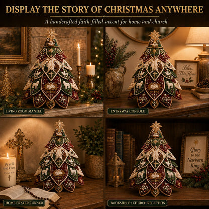 ✝️ Beginner-Friendly Tree of Faith 3D Quilted Christmas Tree Sewing Kit | Complete Kit with Coordinated Fabrics, Beads & Step-by-Step Guide Included 💕
