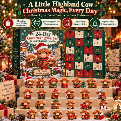 🐮🎄24 Days of Highland Cheer – Christmas Highland Cow Advent Calendar with 24 Mini Toys
