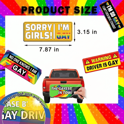 🚗12PCS Funny LGBT Rainbow Pride Prank Stickers