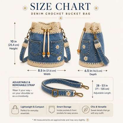 🔥Hot Sale! 50% Off!✨👜Handmade Crochet Denim Bucket Bag