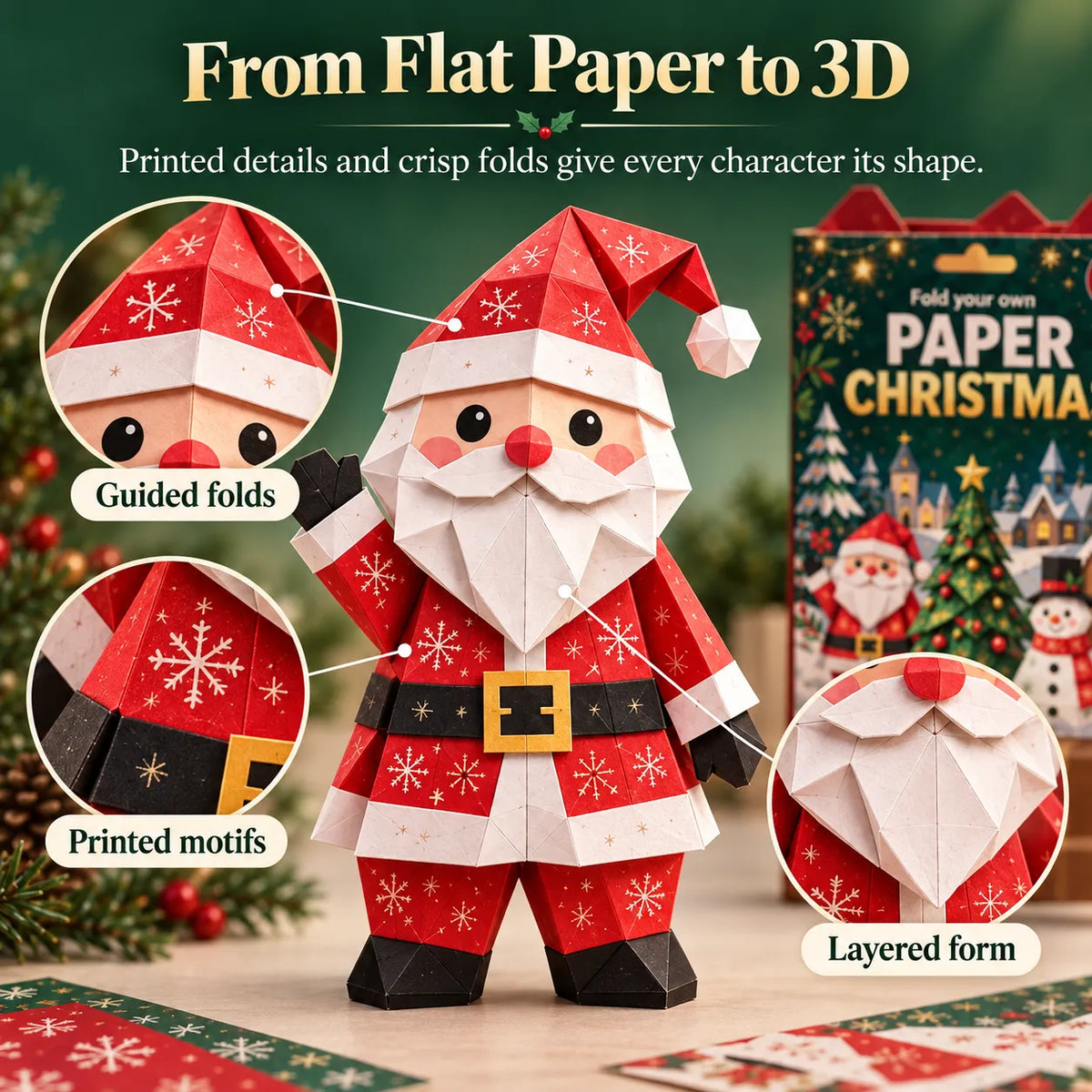 🎄Beginner-Friendly 3D Christmas Paper Craft Kit | Easy Layered DIY Holiday Decoration ✨
