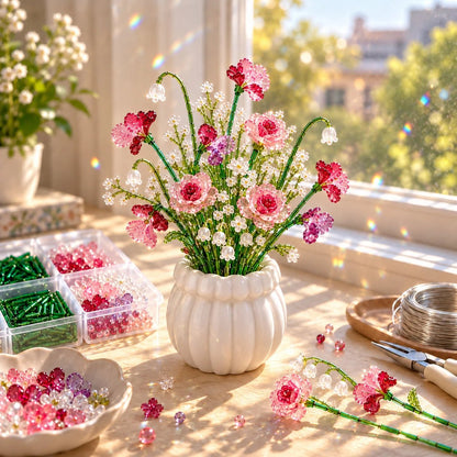 🏆Limited Time Sale 49% OFF 🌼✨DIY Beaded Wildflower Bouquet Kit – Handmade Crystal Flower Craft Set🌸✨